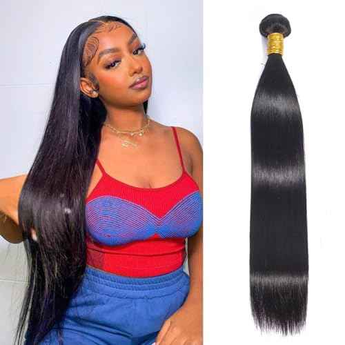 Human Hair Bundles 24 Inch Straight Bundles Human Hair 100% Unprocessed Brazilian Virgin Hair Bundles Natural Black Color Double Weft Straight Bundles For Women