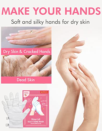 DERMAL Moistfull Silky Hand Mask Gloves with Collagen & Shea Butter (3 Pairs)