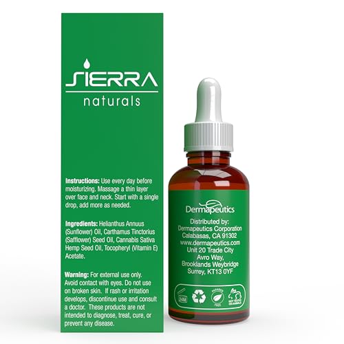 Sierra Naturals Hemp Seed Oil, Benefits for Skin Hemp Seed, Great for Beauty Anti-Oxidant Anti-Aging Moisturizing Hydrating with Vitamin E (1oz) - Hemp Oil