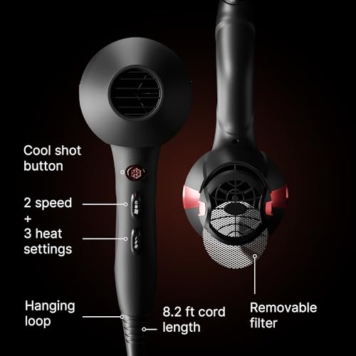 TREZORO 2000W Ionic Hair Dryer with Ceramic Tourmaline Technology