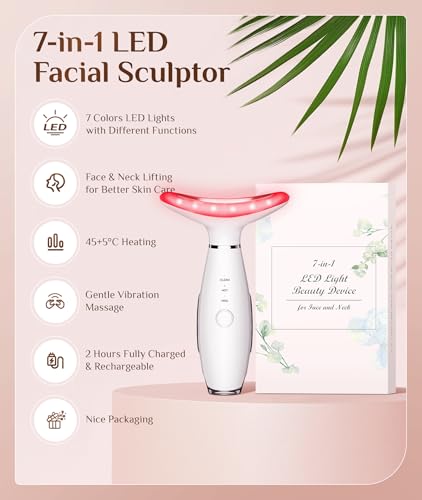 7 Color Red Light Therapy Face Massager with Vibration & Heat