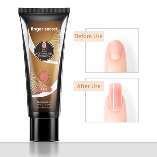 Finger Secret Poly Nail Gel Kit - Professional Nail Art Set with 10 Colors, UV/LED Lamp, Nail Tools & Accessories | Long-Lasting, Non-Toxic Gel Polish for Salon-Quality Manicures at Home
