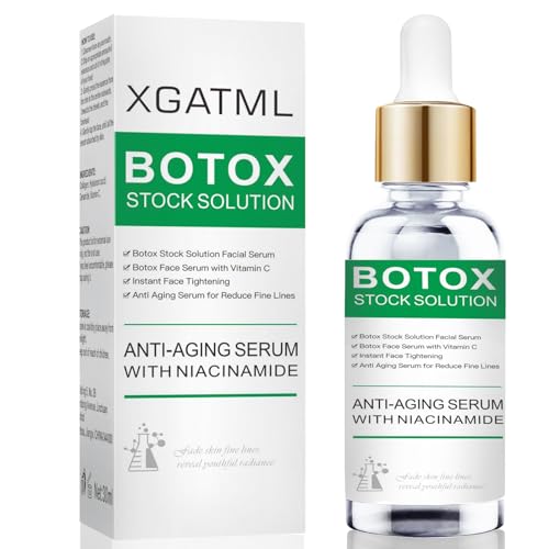 XGATML Botox Face Serum, Botox in A Bottle with Vitamin C & E, Botox Stock Solution Facial Serum, Anti Aging & Instant Face Tightening, Boost Skin Collagen, Reduce Wrinkles & Plump Skin, blue