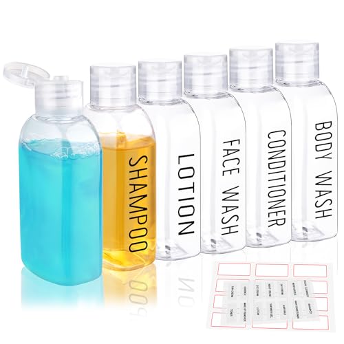 3.4 oz TSA-Approved Travel Bottles 6-Pack with Printed Labels