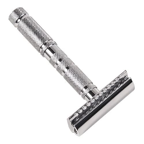 Parker A1R TRAVEL SAFETY RAZOR - Compact 4-Piece Double Edge Safety Razor with Protective Leather Case - Ideal for Everyday Use - Iconic Brand