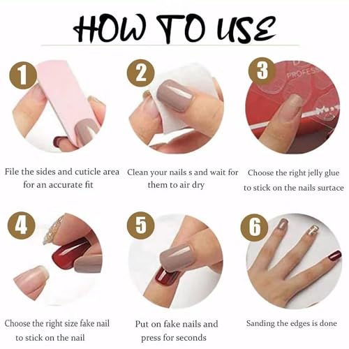 Light Blue Press on Nails Short Fake Nails with Nail Glue Glossy with Oval Design Stick on Nails Full Cover Reusable Artificial Nails Glue on Nails for Women Girls 24pcs