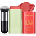 Cream Blush Stick for Cheeks, Multi-Use Makeup for Eye, Lip, Face - Travel-Friendly Tinted Solid Moisturizer, Matte Natural Glow Blendable Smooth Blusher With Brush - Orange Coral