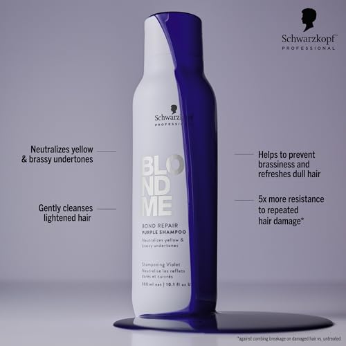 BlondMe Bond Repair Purple Shampoo for Blonde Hair | Neutralizes Yellow & Brassy Tones | Strengthens, Repairs, & Prevents Breakage | For Moisturized, Healthy-Looking Cool-Toned Blondes