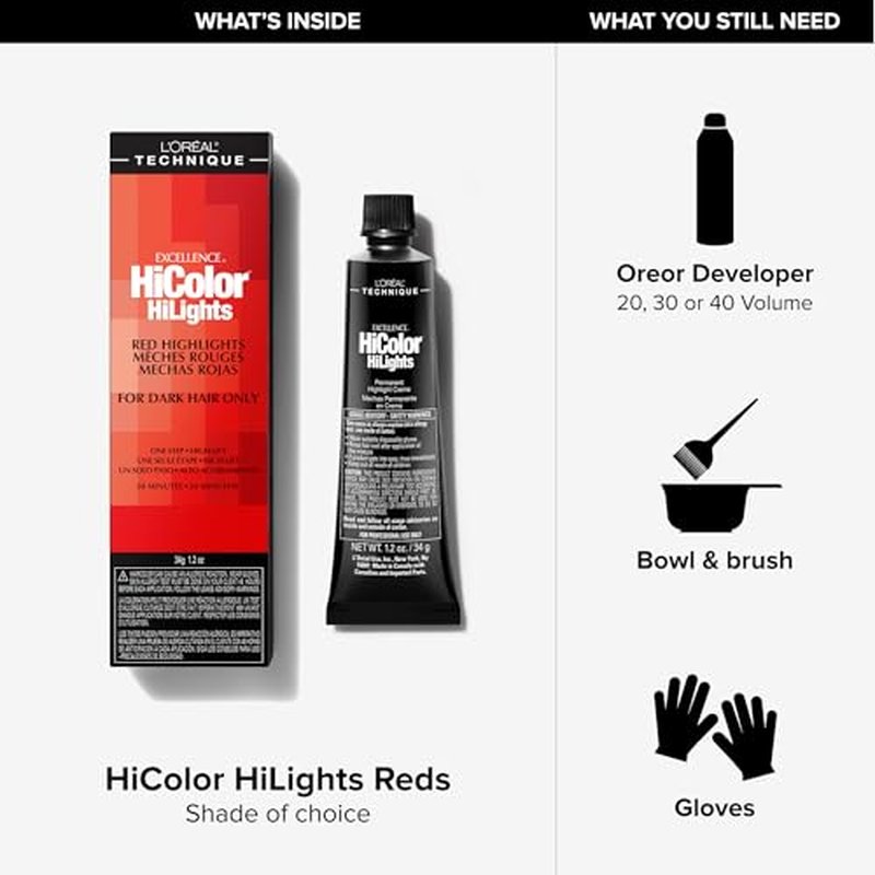 L'Oréal HiColor Red Highlights - Permanent Hair Color for Dark Hair