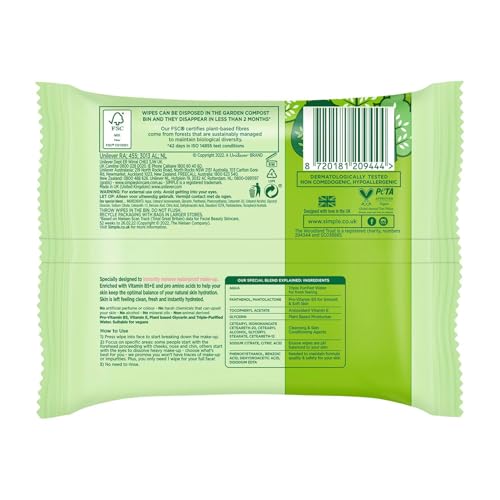 Simple Clean Face Wipes, Simple Clean Face Wipes, 25 Count (Pack of 1)