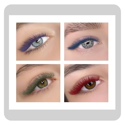 Classic Colored Eyelash Extension Natural Soft Blue Purlple Pink Green Brown Volume Lash Extension Individual False Eye Lashes with color (Red, 0.07-D 8-15mm Mix)