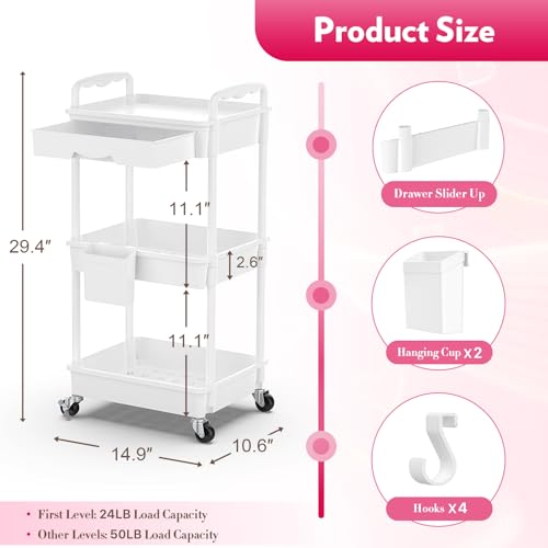 SUNALLY Rolling Makeup Cart Organizer with Drawers