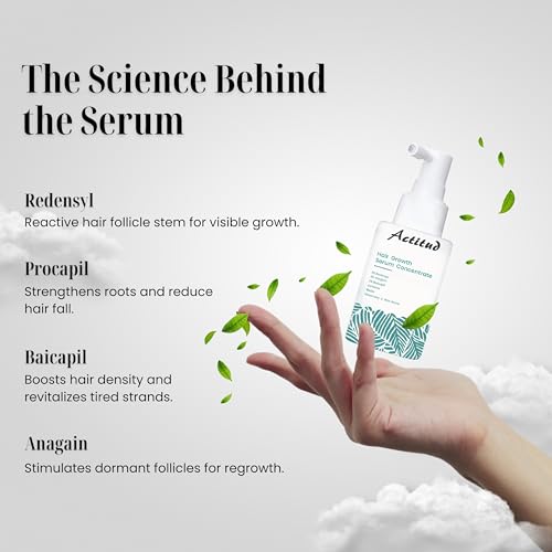 Actitud Advanced Hair Growth Serum for Hair Fall Control & Hair Growth - 3% Redensyl, 4% Anagain, 2% Baicapil, Caffeine, Biotin & Rice Water 30ml