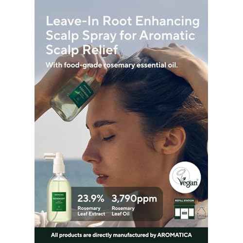 AROMATICA Rosemary Scalp Strengthening Enhancer Duo Set - Scalp Serum for Hair Growth & Itchy Scalp Treatment with Rosemary Oil | Dandruff Treatment and Oily Scalp Moisturizer, Scalp Treatment Set
