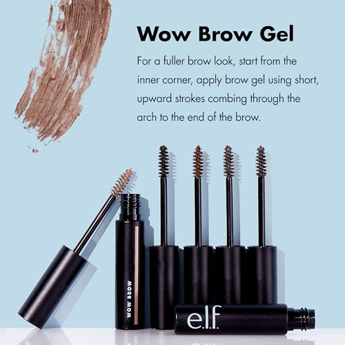 e.l.f., Wow Brow Gel, Volumizing, Buildable, Wax-Gel Hybrid, Creates Full, Voluminous-Looking Brows, Locks Brow Hairs In Place, Neutral Brown, Fiber-Infused, 0.12 Oz