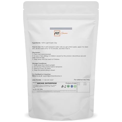 100% Natural Light Kaolin Clay Powder (2 Pound) for Facial Masks, Creams, Face Masks, and Soap Making 2 LBS / 908 GMS