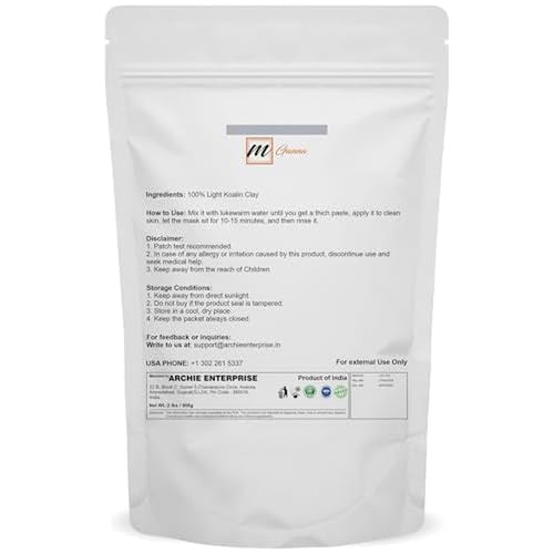 100% Natural Light Kaolin Clay Powder (2 Pound) for Facial Masks, Creams, Face Masks, and Soap Making 2 LBS / 908 GMS