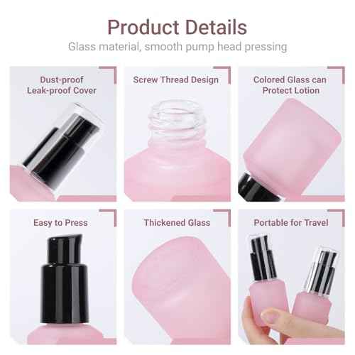 Segbeauty 0.5oz Frosted Glass Pump Bottle Dispenser, 3pcs Empty Travel Size Bottles with Pump, 15ml Refillable Travel Lotion Container, Mini Liquid Containers for Creams Oils Bottle in Mixed Color
