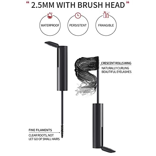 2 in 1 Waterproof Mascara, Tiny Brush for Fine Short Eyelash, Natural Lengthening And Thickening Effect, Extra Long Lash Eyelashes,Voluminous Eyelashes, Smudge-proof £¨1 Pcs£©