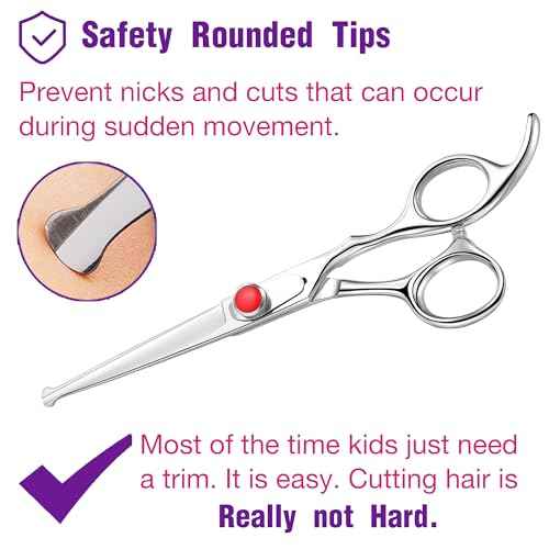 6" Kids Hair Cutting Scissors Shears Safety Rounded Tips Kids Haircut Scissors for Children Baby Toddler Girls Boys Japanese Stainless Steel Silver Christmas Thanksgiving Gift Dragon Creek