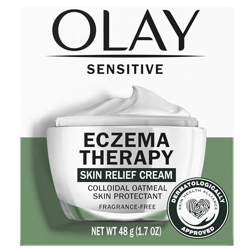 Olay Sensitive Eczema Therapy Face Moisturizer Skin Relief Cream, 1.7 fl oz Fragrance-Free Skin Care Treatment with Colloidal Oatmeal