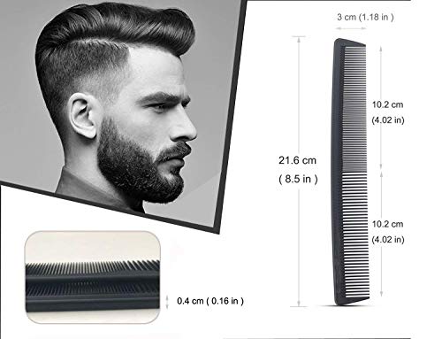 Black Carbon Fiber Teasing Comb - Fine & Wide Tooth Hair Barber Comb - Variation 8