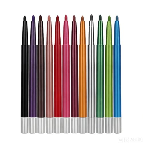 Metallic Eyeliner Pencils Set - 12 Shades Waterproof Twist-Up