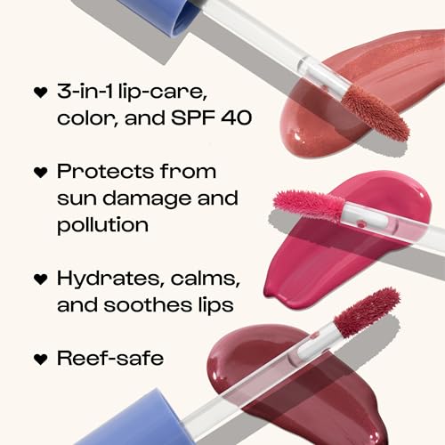 ALLEYOOP Sun Serum Lip Oil SPF 40 ? Tinted Lip Oil with SPF, Hydrating Tinted Lip-Moisturizer for Women, Lips Sunscreen for Cracked Lips, Smooths & Soothes, Vegan, Travel-Friendly, Hazy