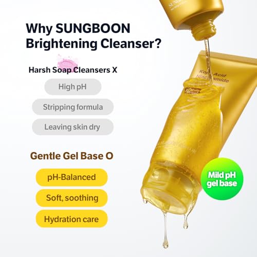 SUNGBOON EDITOR Kojic Turmeric Capsule Brightening Cleanser for Uneven Spots, Acne-prone Skin & Blackhead | Low pH Gentle Gel Face Wash | Kojic Acid & Niacinamide | Korean Skincare (Pack of 2)