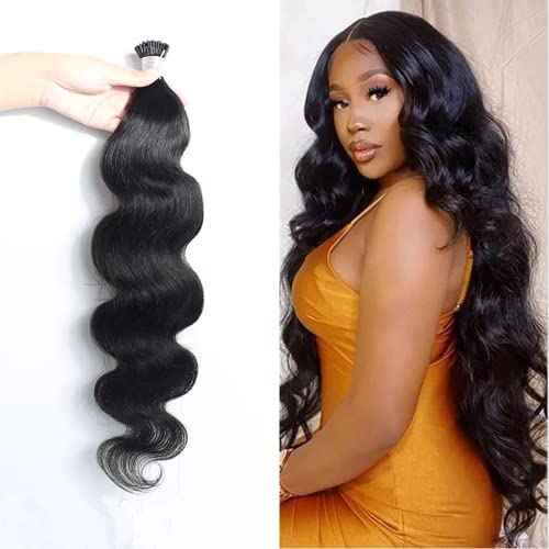I Tips Body Wave Microlink Human Hair Extensions Brazilian 100% Real Human Hair Bundles Itips Micro Beads Body Wave Bulks Pre Bonded Keratin Stick Tipped Hair Extensions 100 Strands 100g 24"
