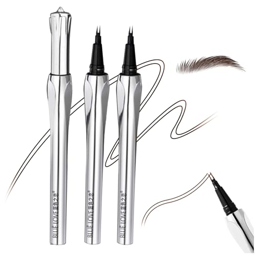 BLUE LOVE 2PCS Two Prong Eyebrow Pens for Women - Waterproof, Long-Lasting Microblading Brow Pencils with Hair-Like Strokes for All-Day Eye Makeup (2PCS Brown)