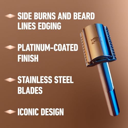 King C. Gillette Safety Razor with Chrome Plated Handle and 5 Platinum Coated Double Edge Safety Razor Blade Refills, Holiday Gifts for Men
