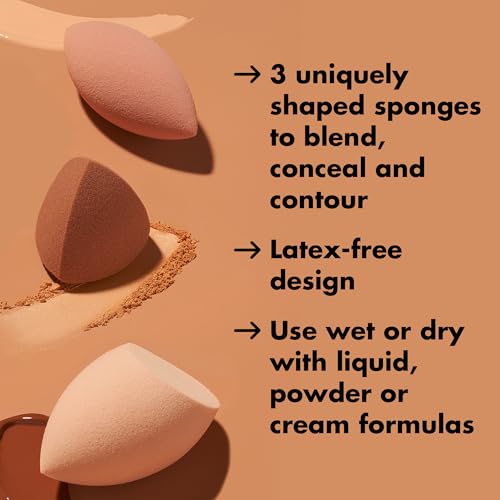e.l.f. Total Sponge Set - 3 Makeup Sponges for Foundation & Concealer