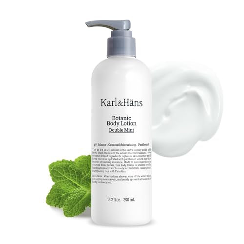 Karl&Hans Botanic Body Lotion Double Mint, Fresh Mint Revitalizing Body Lotion - Invigorating Eucalyptus and Mint Fragrance - Non-Greasy Formula, 13.2 fl oz