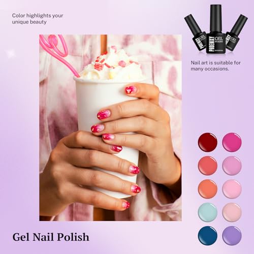 Phoenixy 24-Piece Gel Nail Polish Set with Base, Glossy & Matte Top Coat