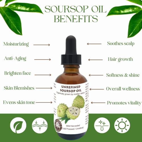 Virgin Soursop Oil (Anona Muricata, Graviola, Guanabana) ? 100% Pure, Organic, Cold-Pressed, Unrefined ? 1oz - 30ml ? Natural Facial Oil & Moisturizer for Dry, Damaged, or Sensitive Skin.