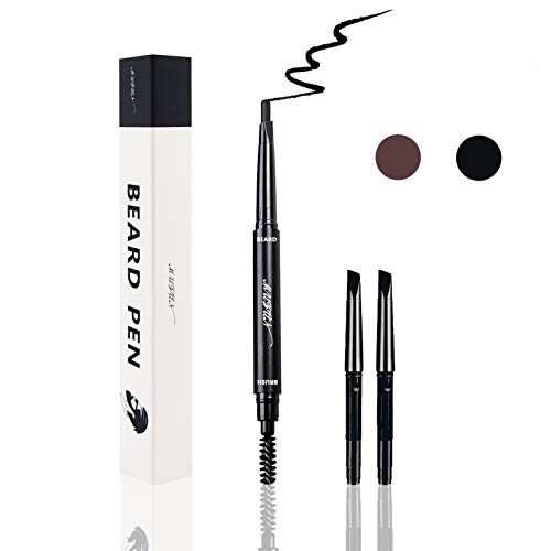 Beard Pencil Filler for Men - Water Resistance, Sweat Proof, Long Lasting & Natural Finish barber Pencil, Mustache Repair Shape, Two more Pencil Replacement Tip (black)