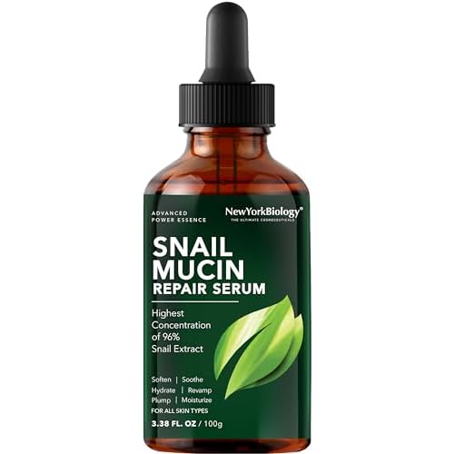 New York Biology 96% Korean Snail Mucin Serum for Face 3.38 Fl. oz 100 ml ? Facial Skin Care Snail Mucin Moisturizer for Dry, Dull Skin and Wrinkles ? Skin Care Hydrating Face Serum