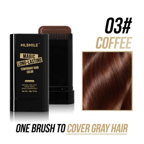 MLSMILE 2-Pack Brown 2-in-1 Hair Dye Comb Stick Grey Hair Concealer