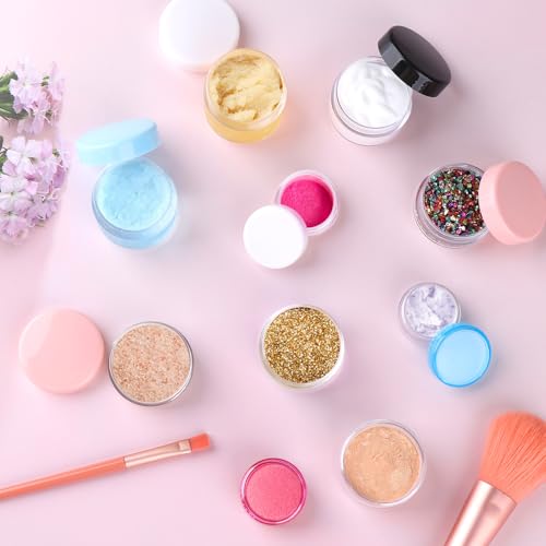 Travel Makeup Containers Set with 10 Mini Jars & 5 Spatulas - 2 Colors