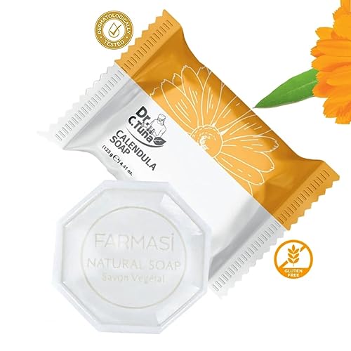 FARMASi Dr. C. Tuna 2 PACK Calendula Soap Bar, Calendula Oil and Chamomile Extract Formula for Face Body and Hands, Gentle Cleansing Bar, Hydrating Skin Care, Vegan, Paraben & SLS Free, 4.41 oz Each