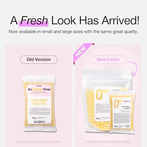 Curacoro Italian Wax Beans - 200g Hard Wax Beads for Full Body Hair Removal on Face, Body, Brazilian, Bikini, Legs, Underarms, Skin-Friendly Waxing Beads for Women & Men, Made in Italy (Honey)