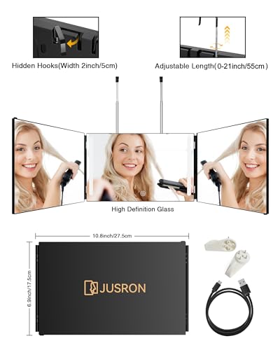 360 Viewing Angle Hair Cutting Mirror with LED Lights