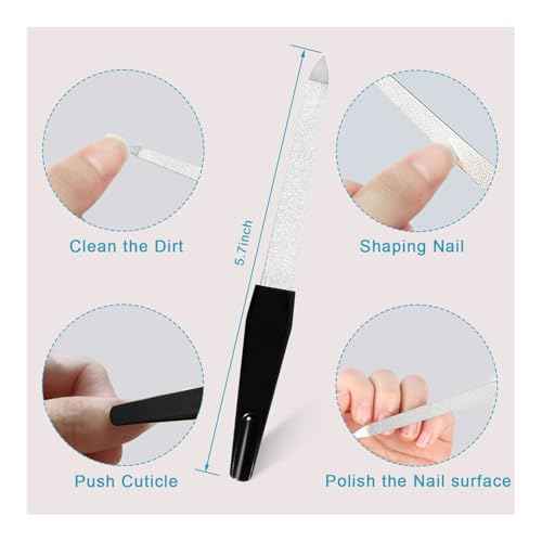 Nail File, 10PCS Professional Reusable Nail Files and Buffers 600/3000 Grit for Natural Nails, Double Sided & Washable Manicure Tools Kit for Women Home & Salon
