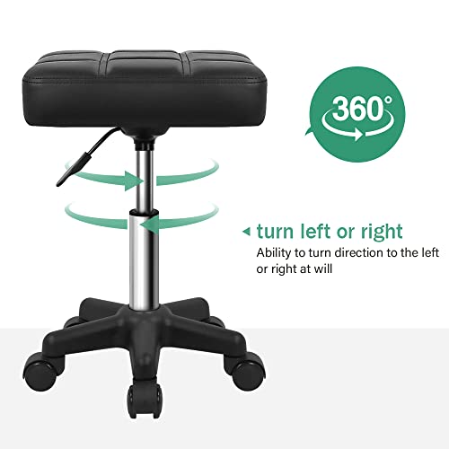 FURWOO Square Swivel Stool with Wheels - Height Adjustable Salon Massage
