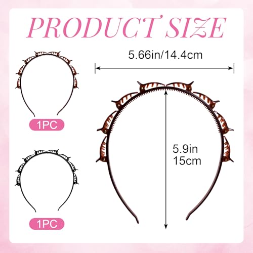 PAGOW 2-Pack Vintage 90s Headband Clips for Women - Black & Dark Brown