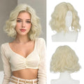 Haloo Blonde Bob Wig for Women - Lace Front Short Wavy Curly 11 Inch Platinum