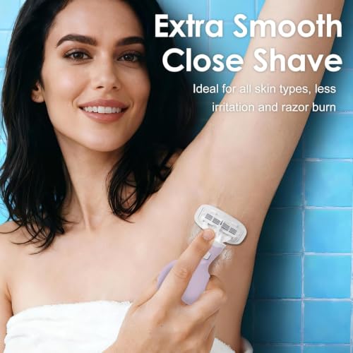 Lavender Travel Razor Kit for Women - 5-Blade, Reusable with Case & Refills