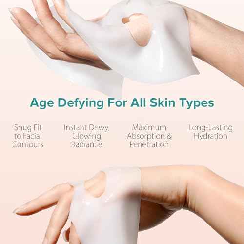 Ebanel Bio Collagen Face Mask, 4-Pack Hydrating Face Masks with 7 Peptides, Hyaluronic Acid, Niacinamide, Centella, Rose Water, Ceramide, and B5, Glass Skin Tightening and Lifting Korean Sheet Masks