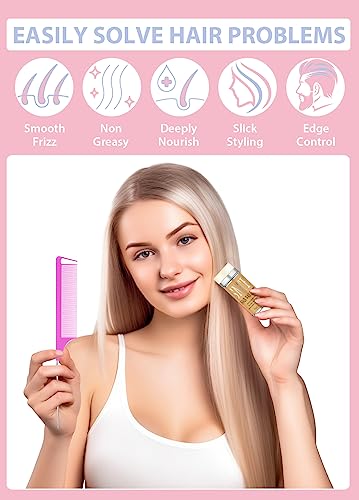 Hair Wax Stick, Edges Brush, Rat Tail Comb, Bristle Brush Set 4Pcs, Wax Stick for Hair & Wig Flyaways, Slick Back Hair Brush for Smooth Hair & Baby Hair Edge Control & Tame Frizz
